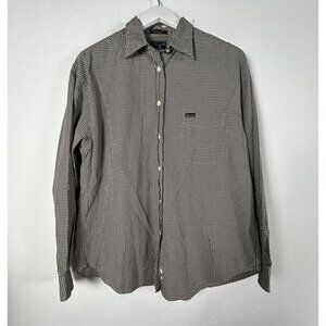 Faconnable Mens Black & White Gingham Button-Up Shirt XL Long Sleeve Casual